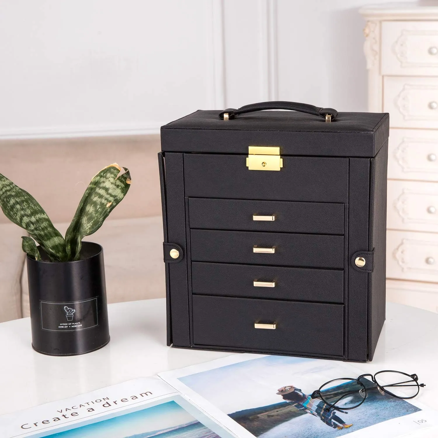 Jewelry Boxes for Women Girls, Jewelry Organizer Box, Jewelry Storage Organizer for Earring, Ring, Jewelry Box/Organizer/Case, Drawers for Necklaces Earrings Rings Bracelets Watches 26 x 15.5 x 28CM