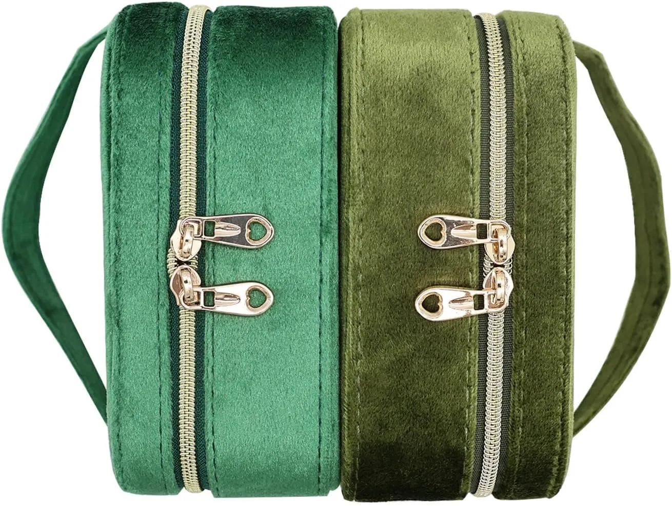 Jewelry Travel Case, Small Jewelry Box With Mirror, Velvet Travel Jewelry Boxes for Women, Necklace Ring Earring Organizer Box for Travel Vacation(Olive Green)