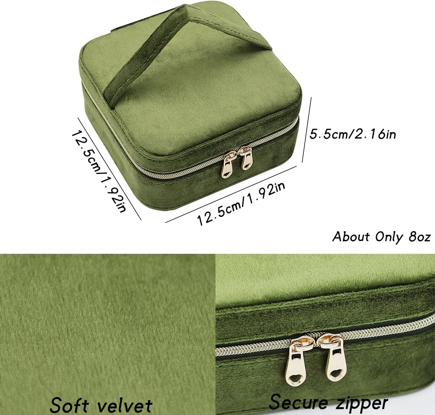 Jewelry Travel Case, Small Jewelry Box With Mirror, Velvet Travel Jewelry Boxes for Women, Necklace Ring Earring Organizer Box for Travel Vacation(Olive Green)