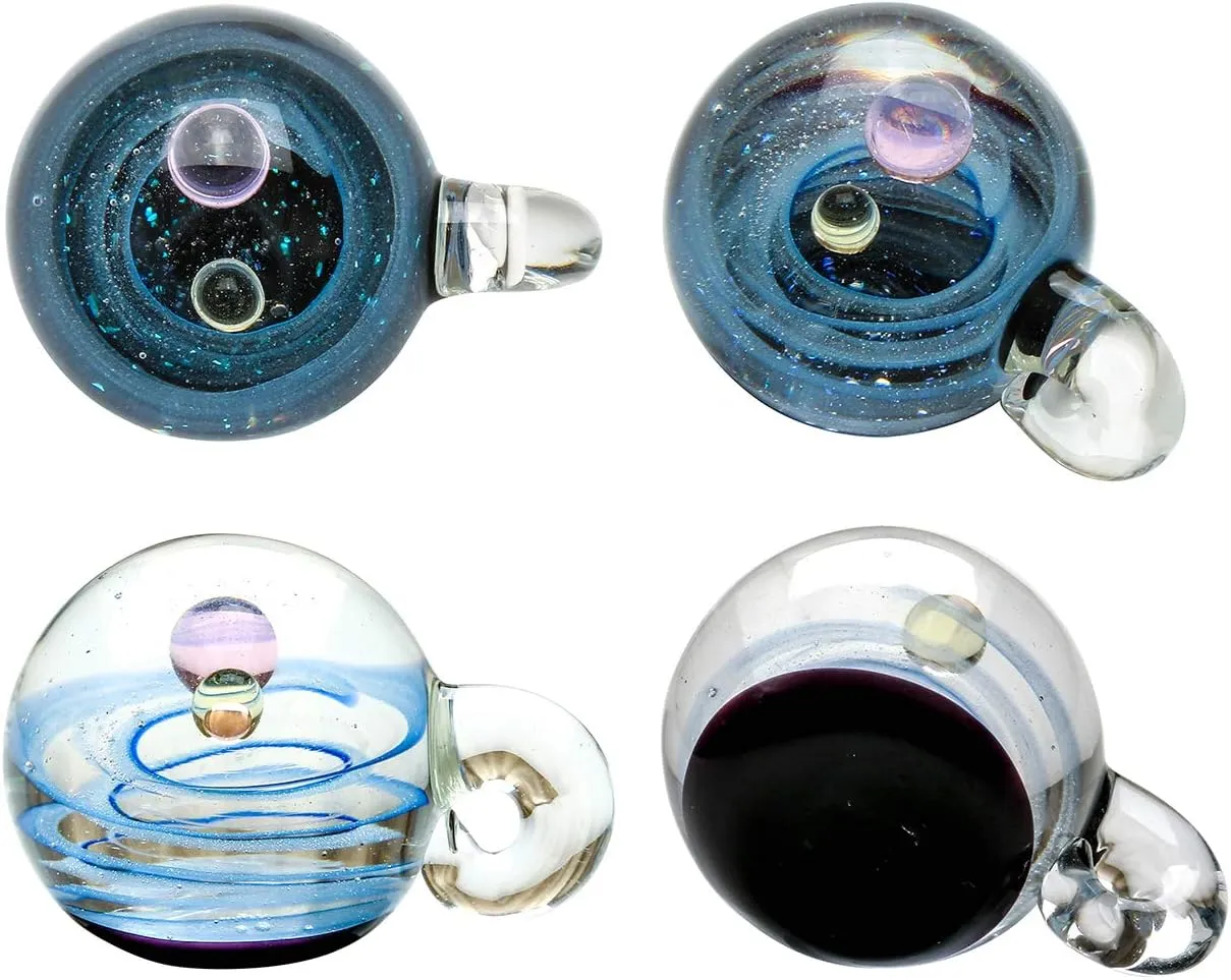 Jovivi Unique Design Glass Universe Ball Necklace Galaxy Planet Pendant Nebula Ribbon Vortex Cosmos Series
