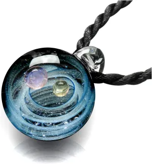 Jovivi Unique Design Glass Universe Ball Necklace Galaxy Planet Pendant Nebula Ribbon Vortex Cosmos Series