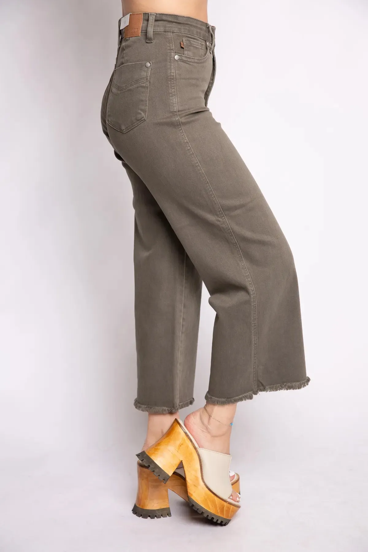 Judy Blue Olive Cropped Wide Leg