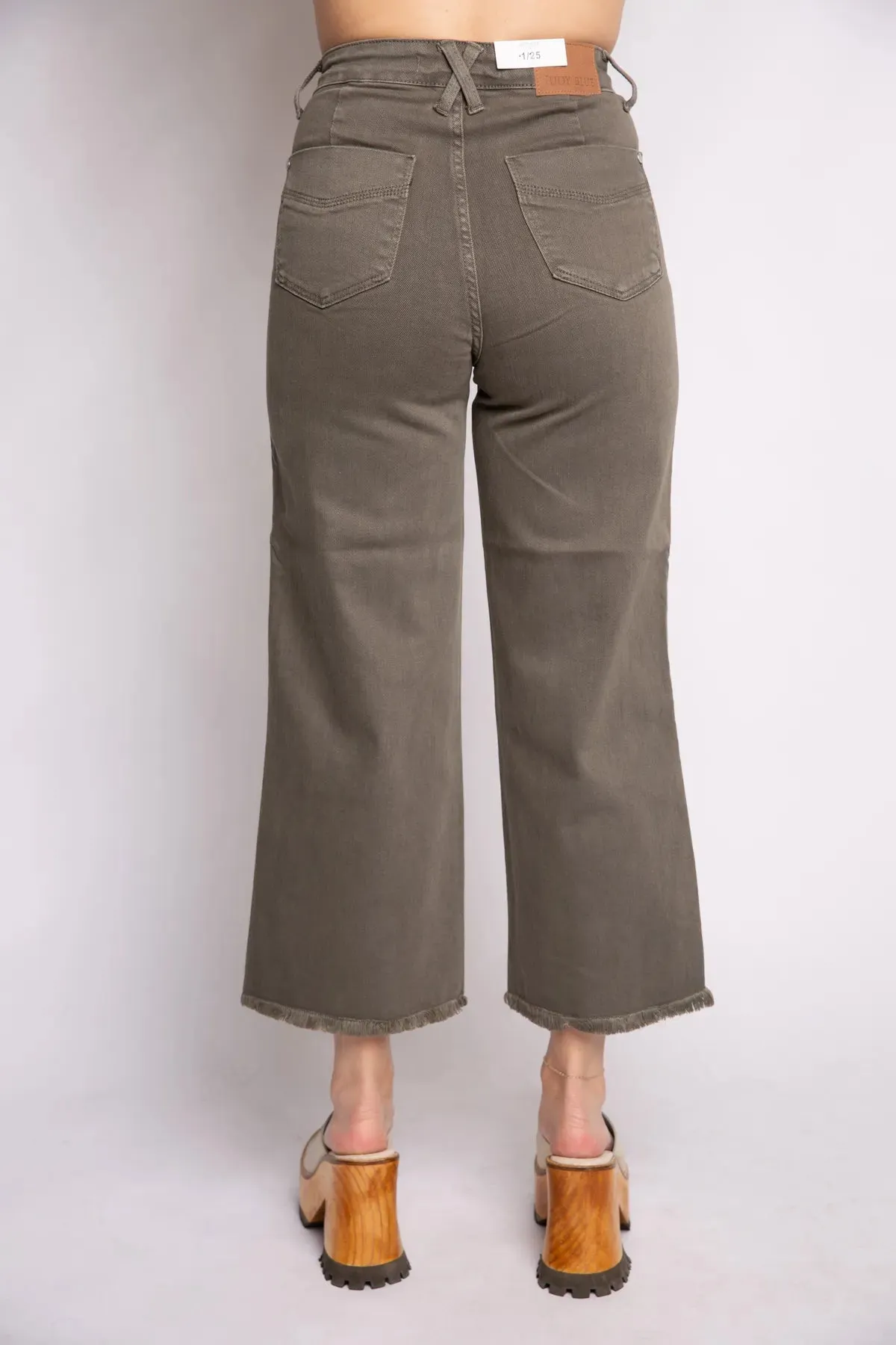 Judy Blue Olive Cropped Wide Leg