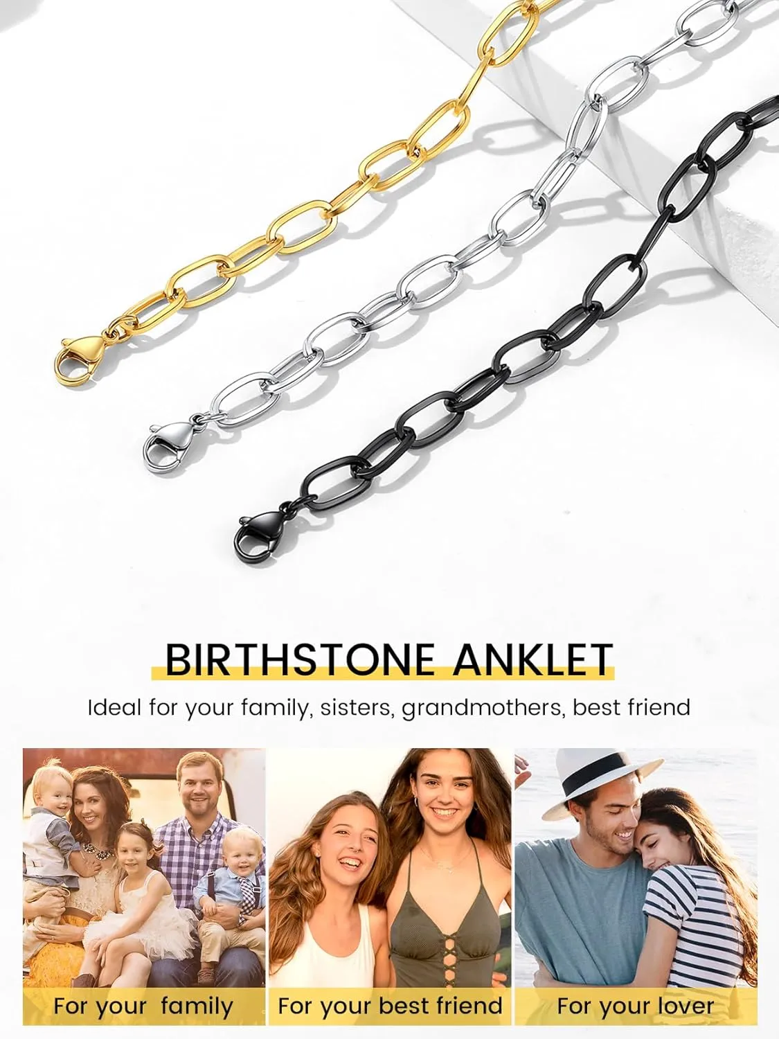 KeyStyle Ankle Bracelets Set for Women, 14k Gold Plated Paperclip Anklets Stainless Steel Paper Clip Chain Layered Anklet Pack Summer Jewelry(2PCS, 3PCS)