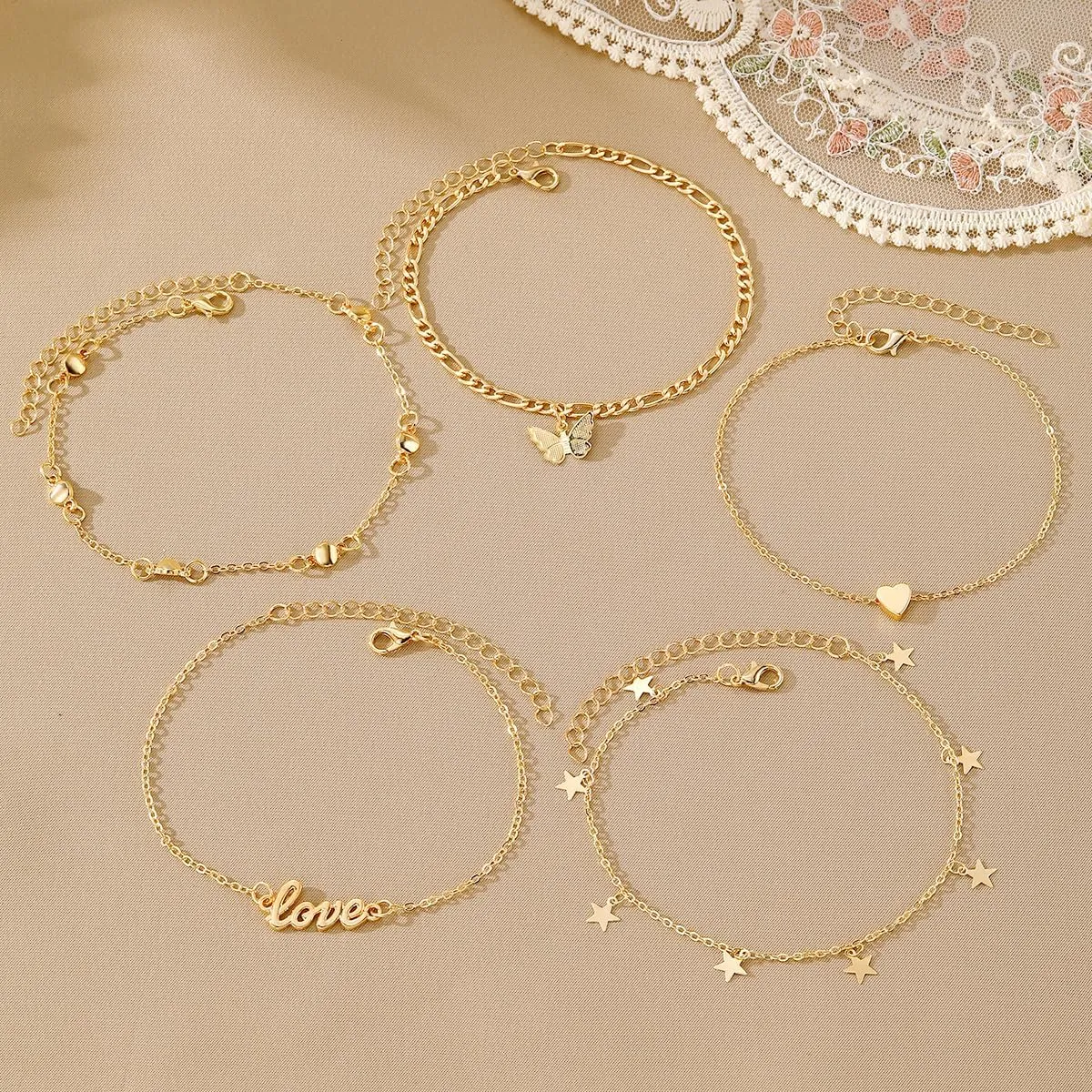 KISS WIFE Anklets for Women, Gold Anklet Bracelets for Women, Dainty Foot Jewelry Women's Ankelts Beach Gifts for Women