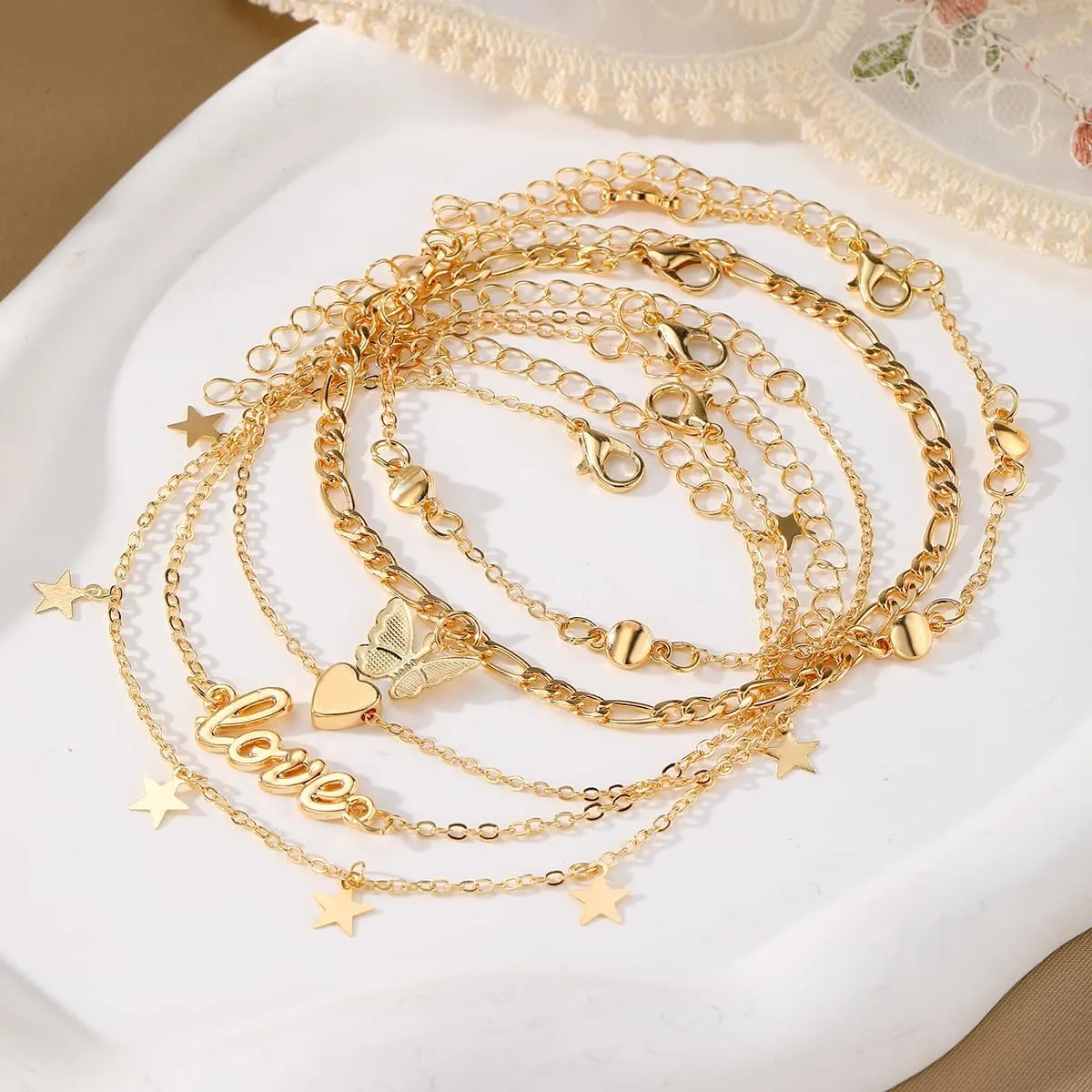 KISS WIFE Anklets for Women, Gold Anklet Bracelets for Women, Dainty Foot Jewelry Women's Ankelts Beach Gifts for Women