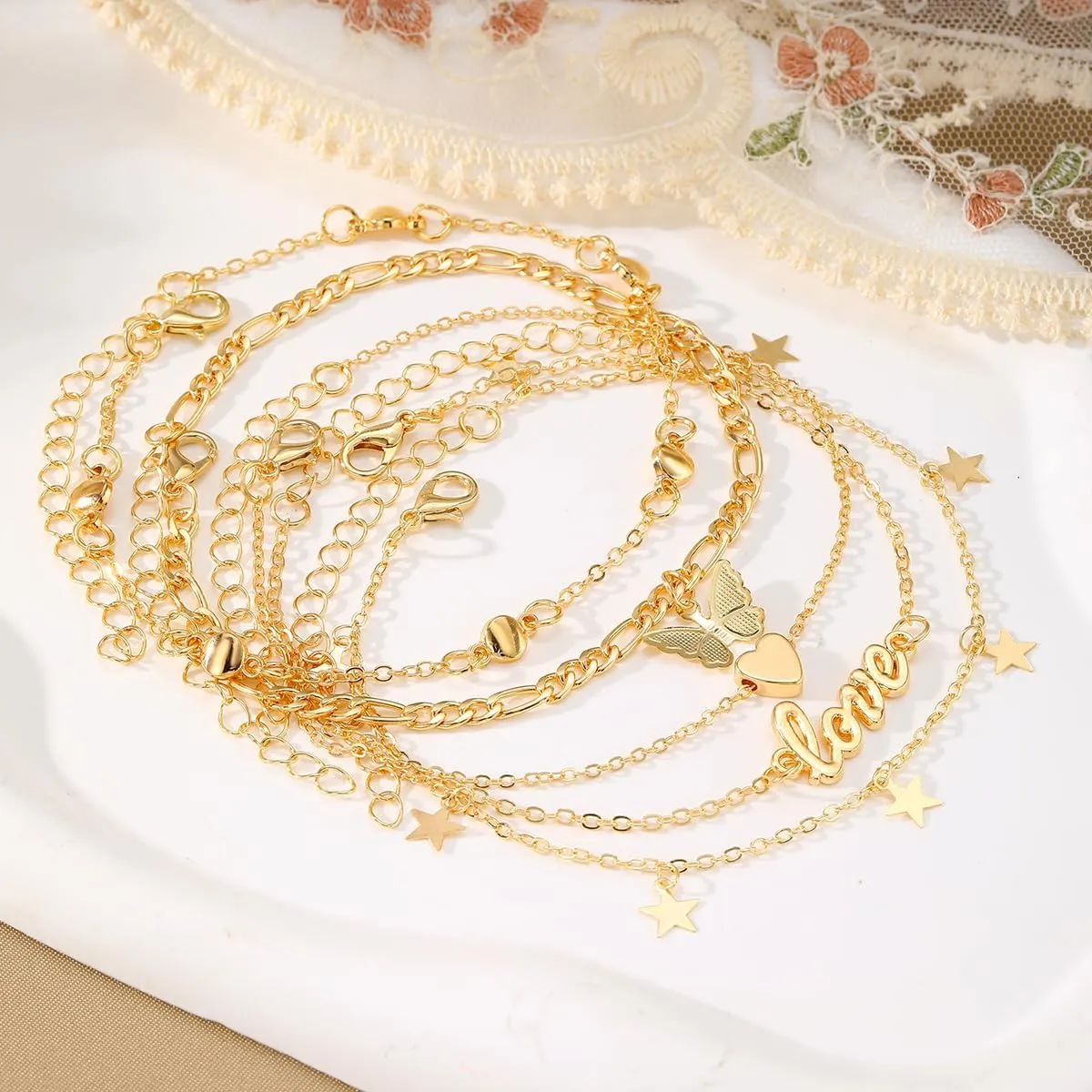 KISS WIFE Anklets for Women, Gold Anklet Bracelets for Women, Dainty Foot Jewelry Women's Ankelts Beach Gifts for Women