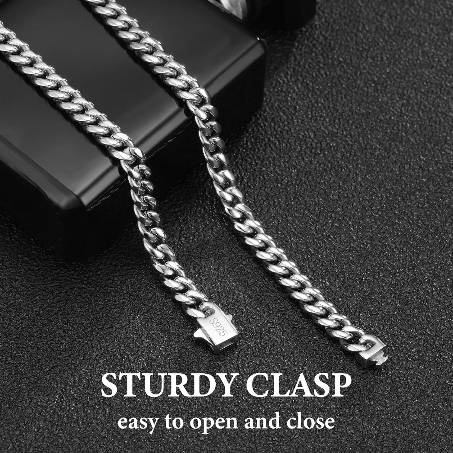 KRZ Silver Cuban Link Chain for Men 5mm Miami Chains for Men Stainless Steel Chains 925 Sterling Silver Necklace for Men and Women Jewelry