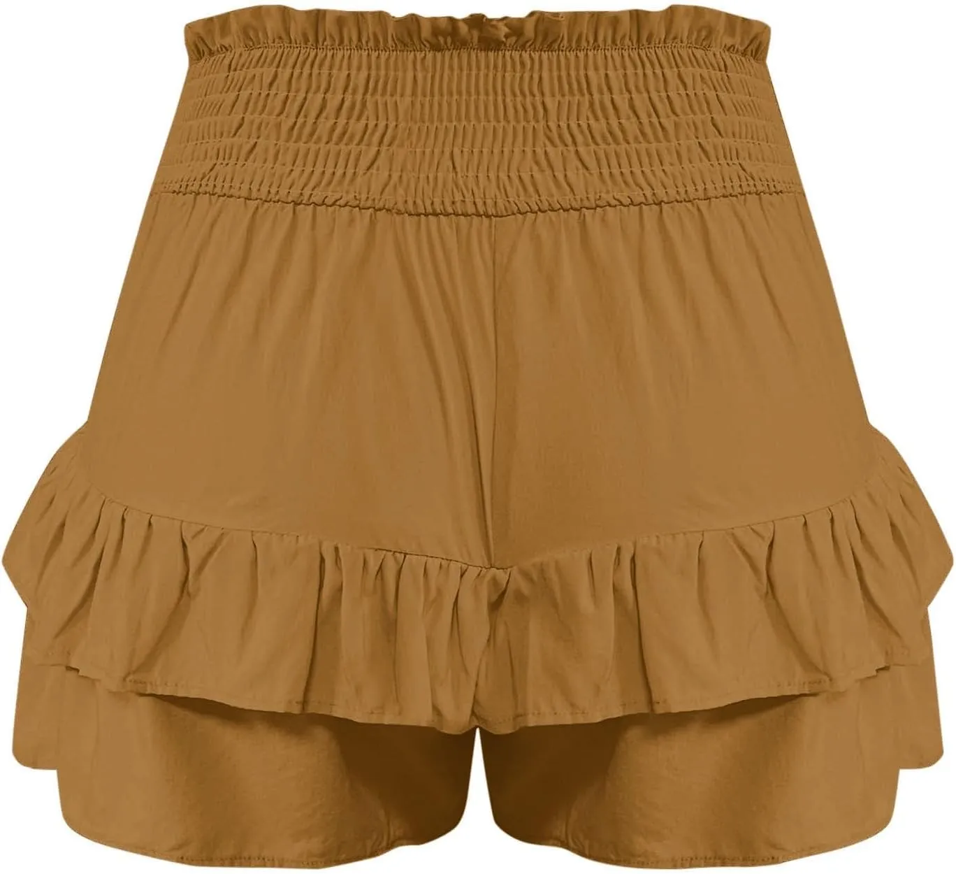 Kubbon Womens Flowy Shorts Smocked High Waisted Wide Leg Shorts Casual Loose Tiered Beach Skorts Summer Vacation Outfits