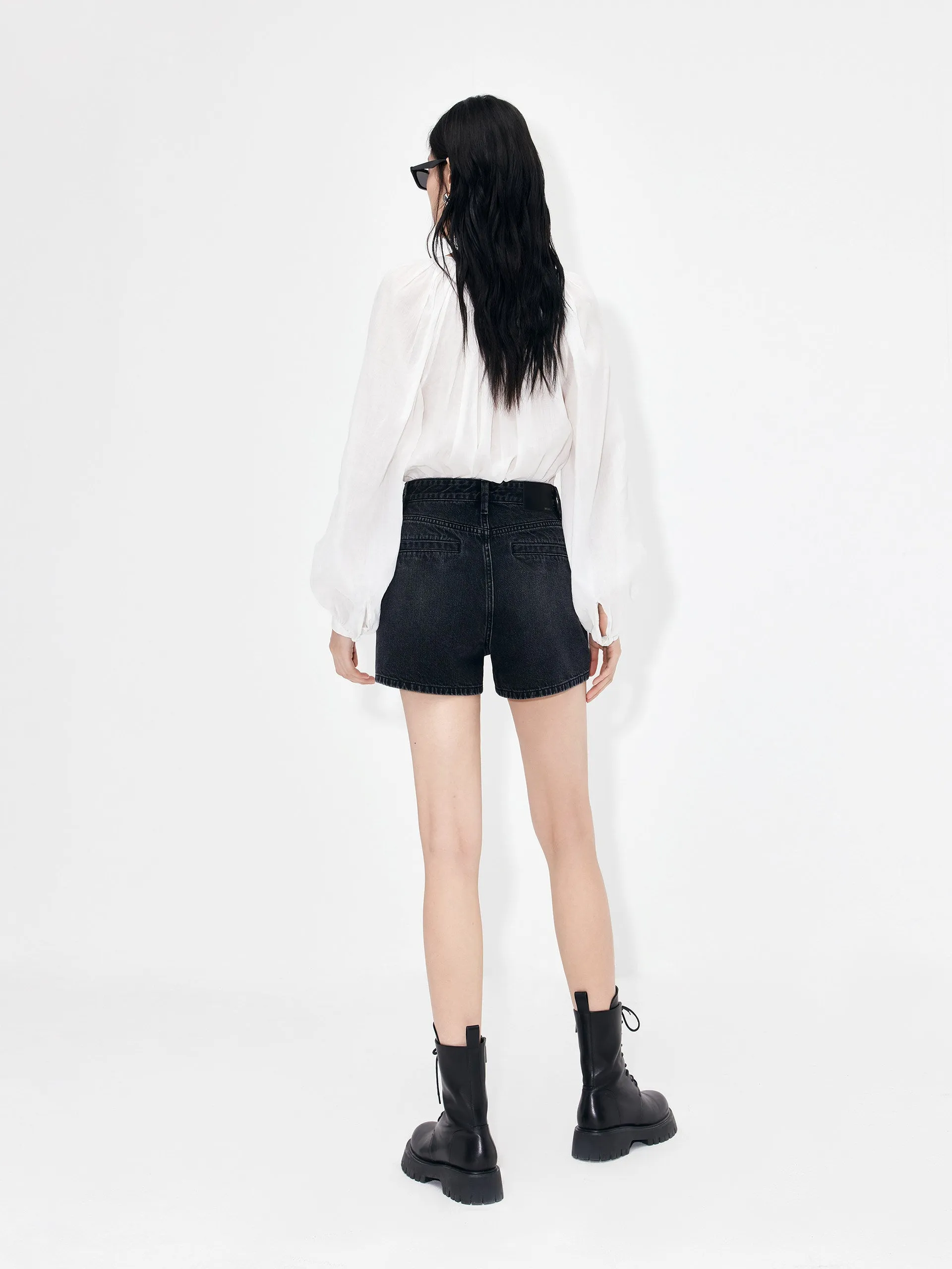 Lace-up Cotton Shirt Top