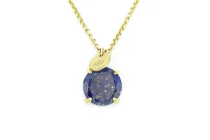 Lapis Lazuli Customized Necklace - Personalized Engraved Initial Coin Pendant - September Birthstone - Custom Name or Letter Pendant Necklace