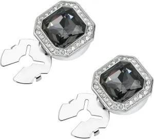 Large Crystal Square Button Covers Cufflink Snap-On Jewelry Clips for Shirts & Jackets, Damage-Free Decorative Button Accessories