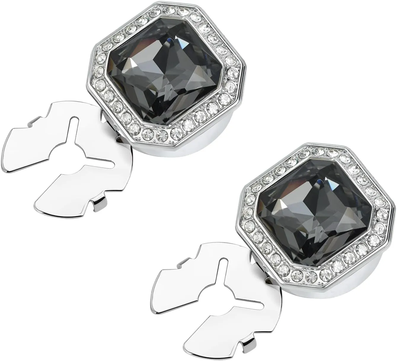 Large Crystal Square Button Covers Cufflink Snap-On Jewelry Clips for Shirts & Jackets, Damage-Free Decorative Button Accessories