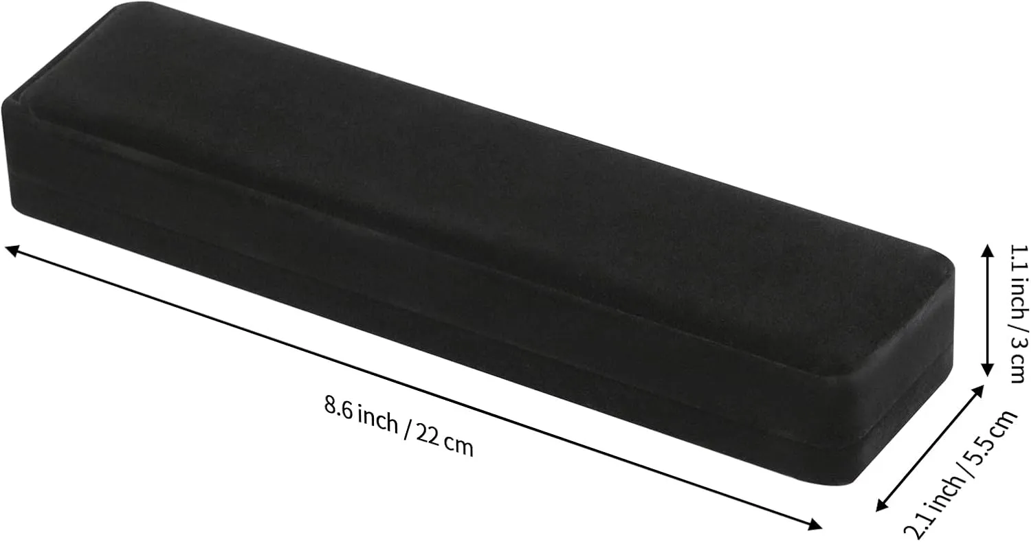 LETURE 4 Pieces Velvet Bracelet Necklace Pendant Jewelry Box, Small Long Jewelry Watch Gift Box for Proposal, Wedding, Engagement, Christmas (BLACK-4PCS)