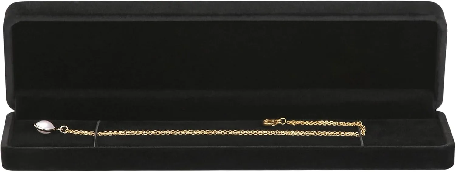 LETURE 4 Pieces Velvet Bracelet Necklace Pendant Jewelry Box, Small Long Jewelry Watch Gift Box for Proposal, Wedding, Engagement, Christmas (BLACK-4PCS)