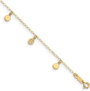 Lex & Lu 14k Yellow Gold Hollow Dangle Circle Anklet