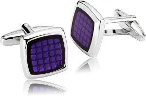 Light Up Cufflinks, Purple Cufflinks Stainless Steel Square for Man Business Wedding Father of The Bride Cufflinks