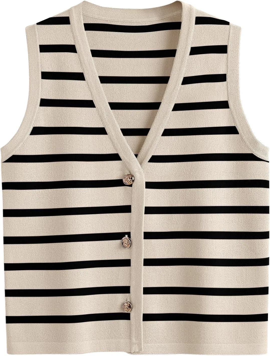 LILLUSORY Summer Vest Tops for Women 2025 Striped Sweater Vests Vacation Button Up Outfits Spring Shirts Blouses Clothes