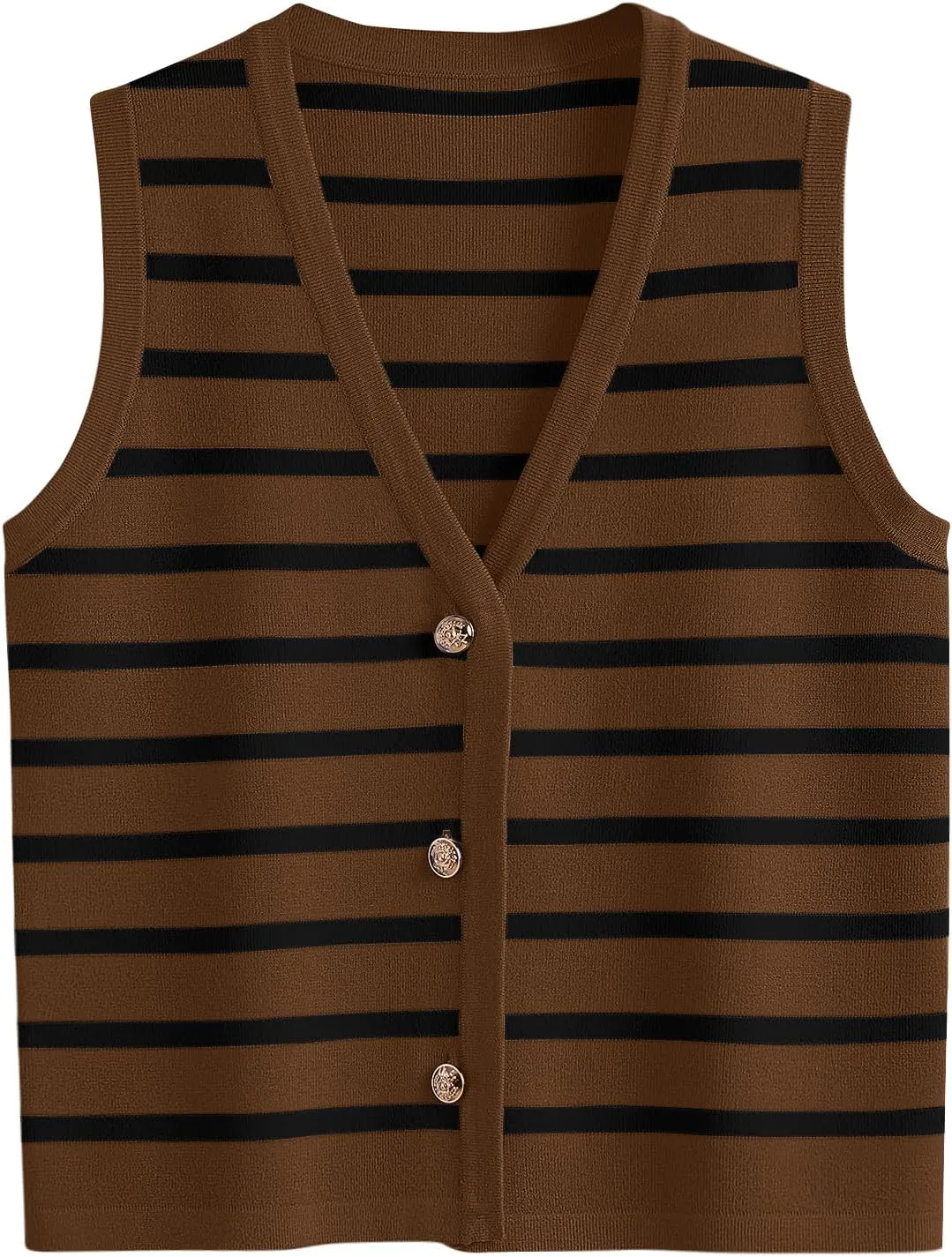 LILLUSORY Summer Vest Tops for Women 2025 Striped Sweater Vests Vacation Button Up Outfits Spring Shirts Blouses Clothes