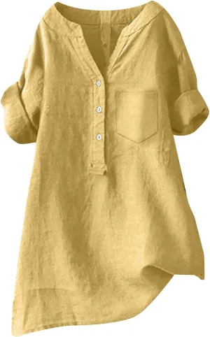 Linen Shirt for Women Breathable Tops Loose Crewneck Tops Womens Daily t Shirts Summer Shirts for Women 2024