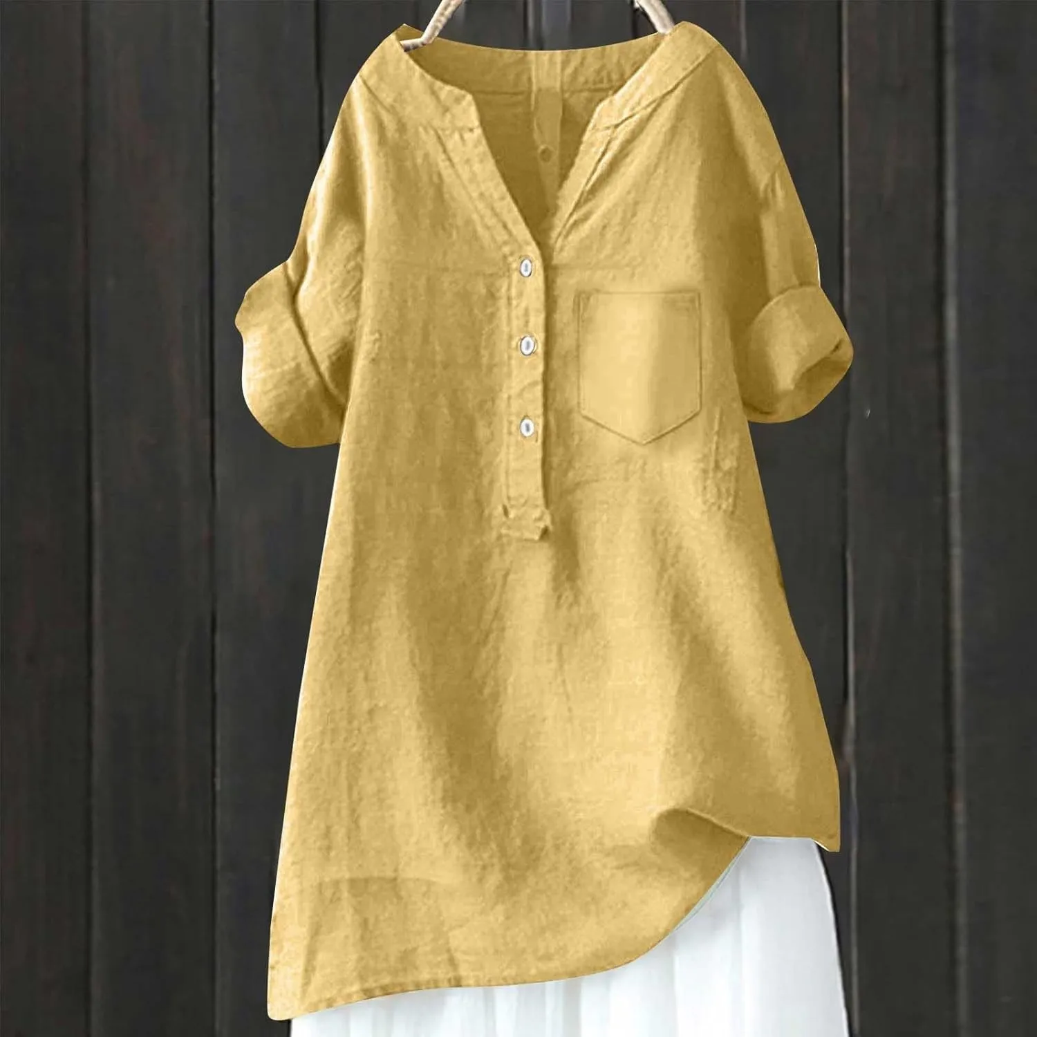 Linen Shirt for Women Breathable Tops Loose Crewneck Tops Womens Daily t Shirts Summer Shirts for Women 2024