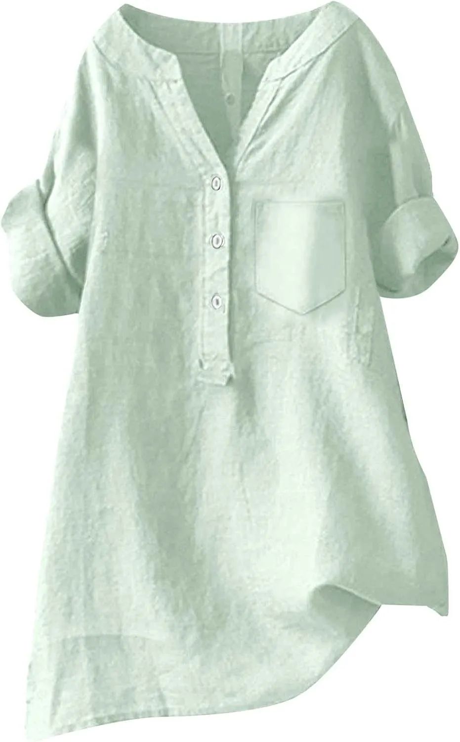 Linen Shirt for Women Breathable Tops Loose Crewneck Tops Womens Daily t Shirts Summer Shirts for Women 2024