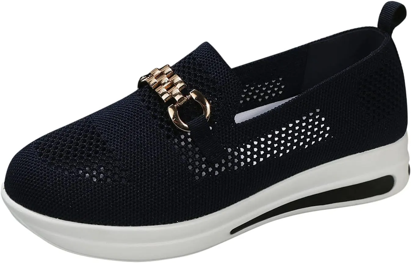 Loafers for Women Trendy Mesh Knit Walking Shoes Sock Sneakers Lightweight Comfy Breathable Pull-on Daily Casual Sneakers