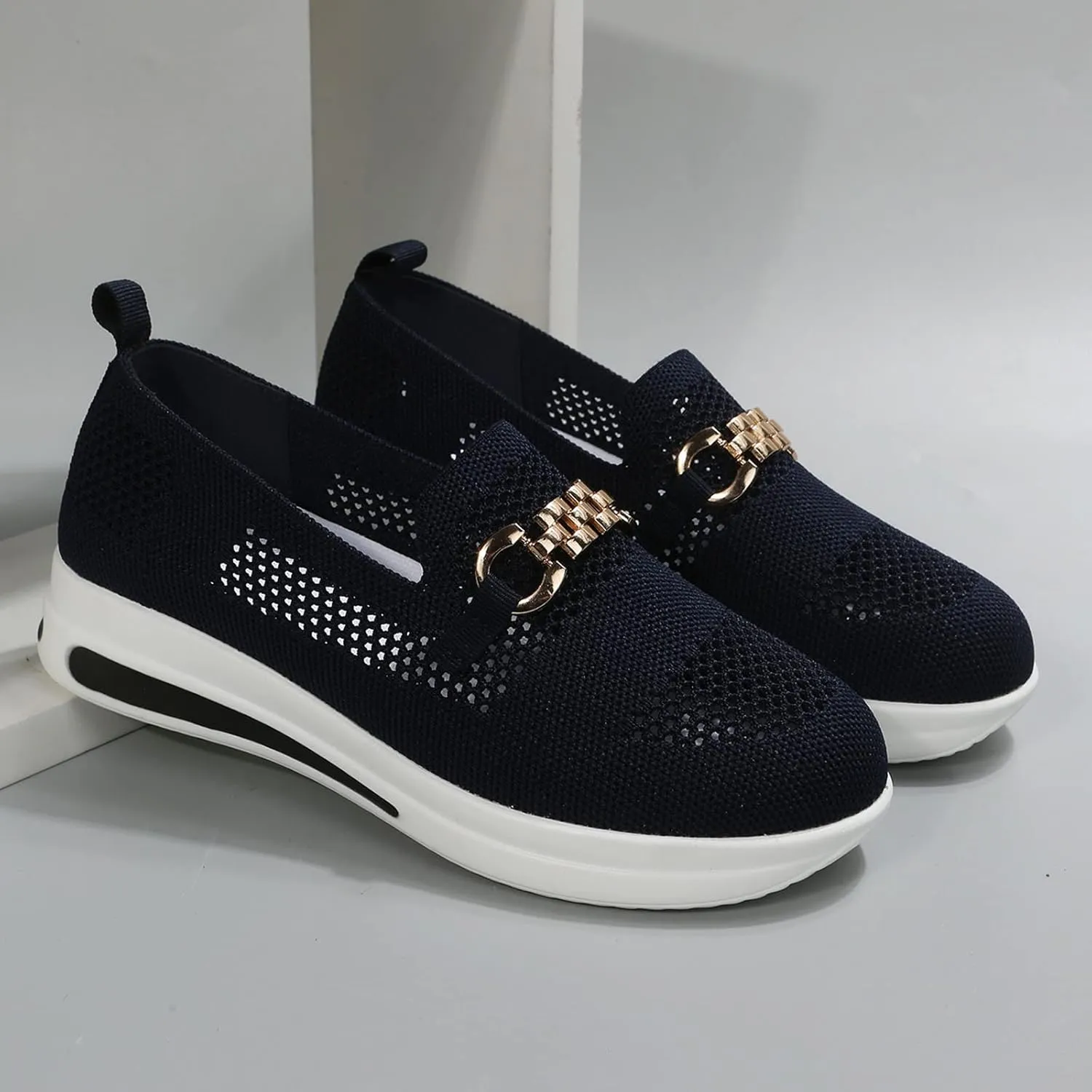 Loafers for Women Trendy Mesh Knit Walking Shoes Sock Sneakers Lightweight Comfy Breathable Pull-on Daily Casual Sneakers