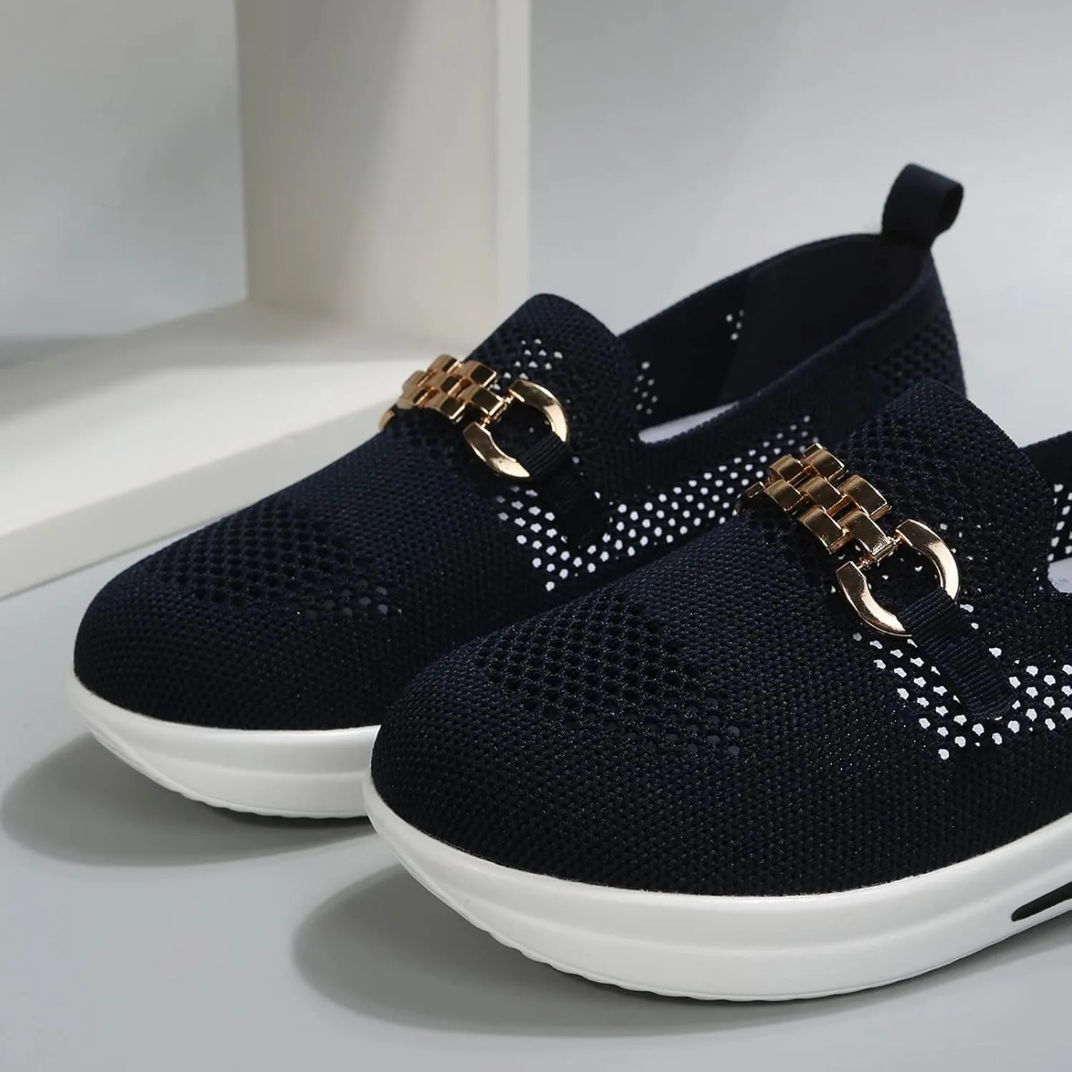 Loafers for Women Trendy Mesh Knit Walking Shoes Sock Sneakers Lightweight Comfy Breathable Pull-on Daily Casual Sneakers