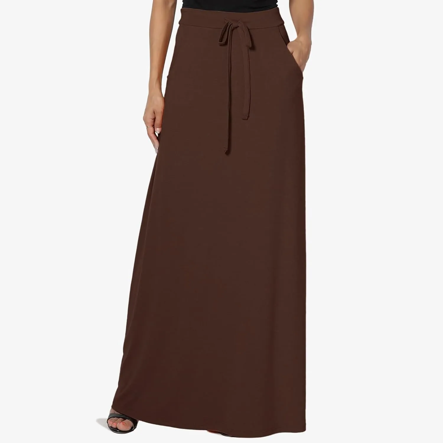 Long Maxi Skirt for Women Spring and Autumn City Leisure Skirt Ladies Solid Color Drawstring Women Flowy Casual