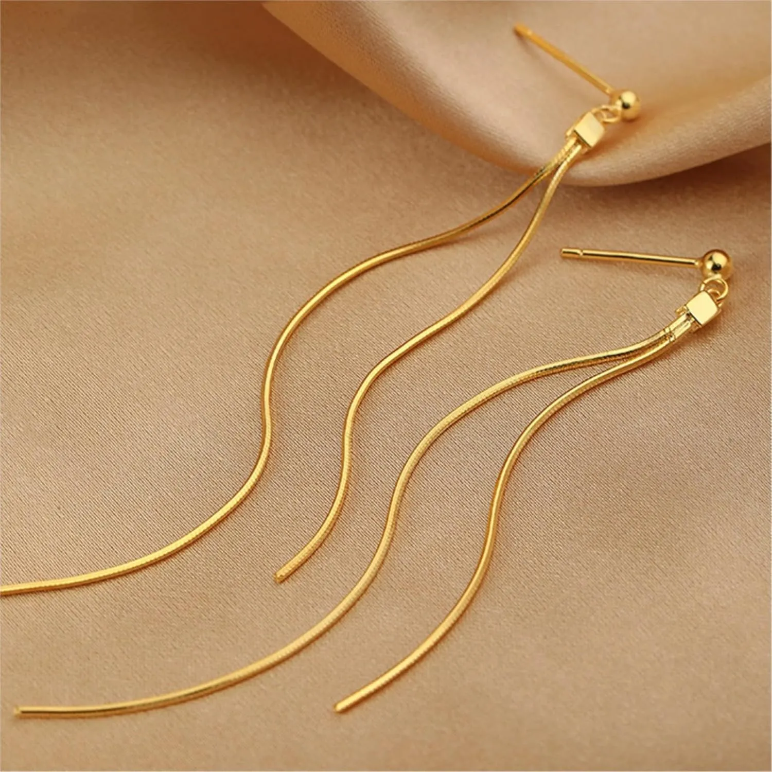 Long Tassel Dangle Drop Earrings for Woman,Dainty Punk Sleek Metal Chain Earrings Elegant Fringe Chandelier Dangle Earrings Wedding Prom Party Jewelry
