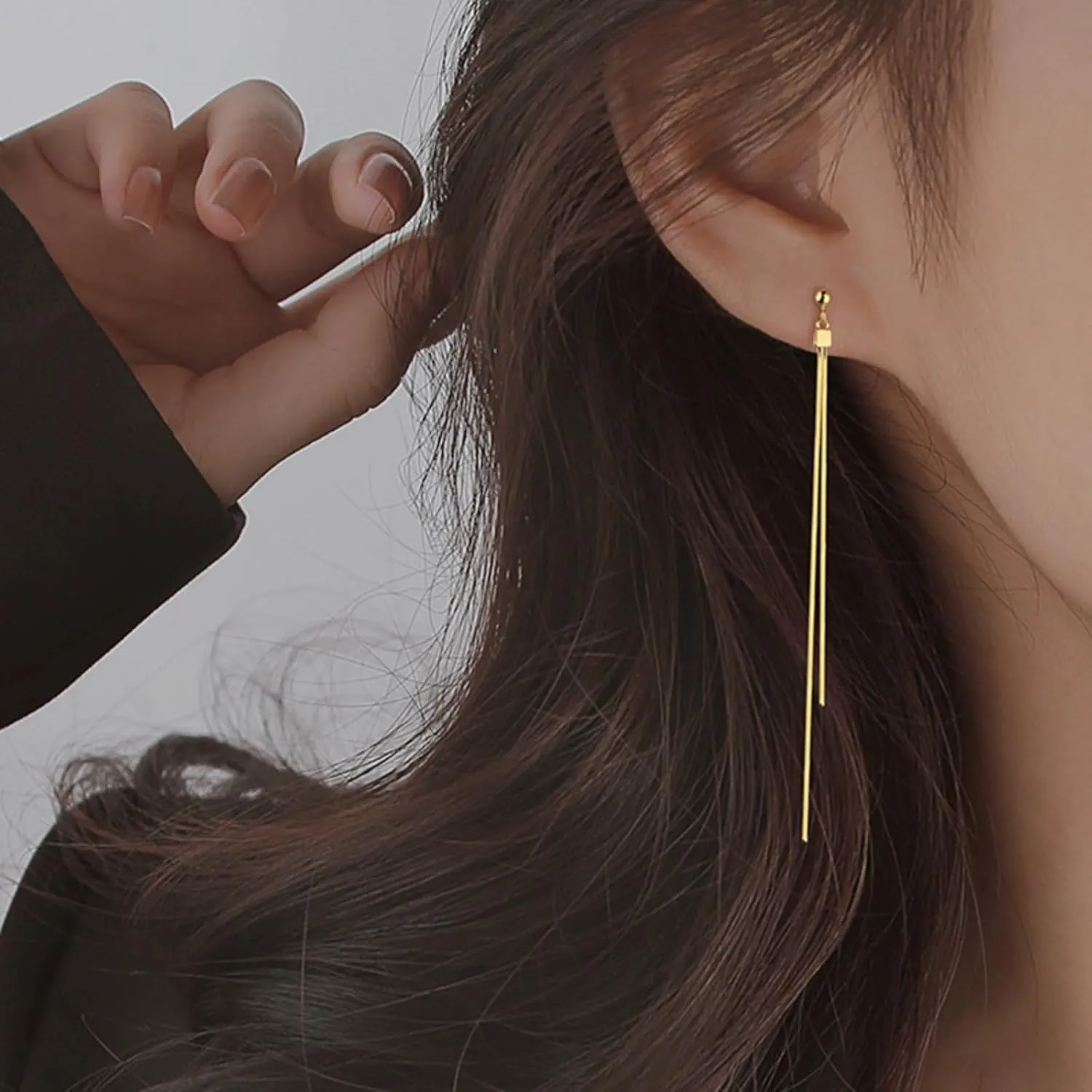 Long Tassel Dangle Drop Earrings for Woman,Dainty Punk Sleek Metal Chain Earrings Elegant Fringe Chandelier Dangle Earrings Wedding Prom Party Jewelry