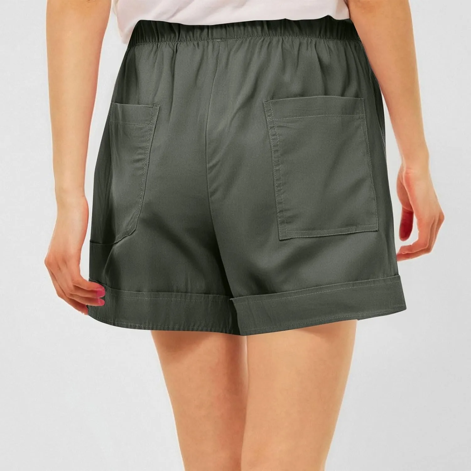 Lounge Shorts Women Casual Summer 2025 Trendy Lightweight Beach Linen Shorts with Pockets Elastic High Waisted Lounge Shorts
