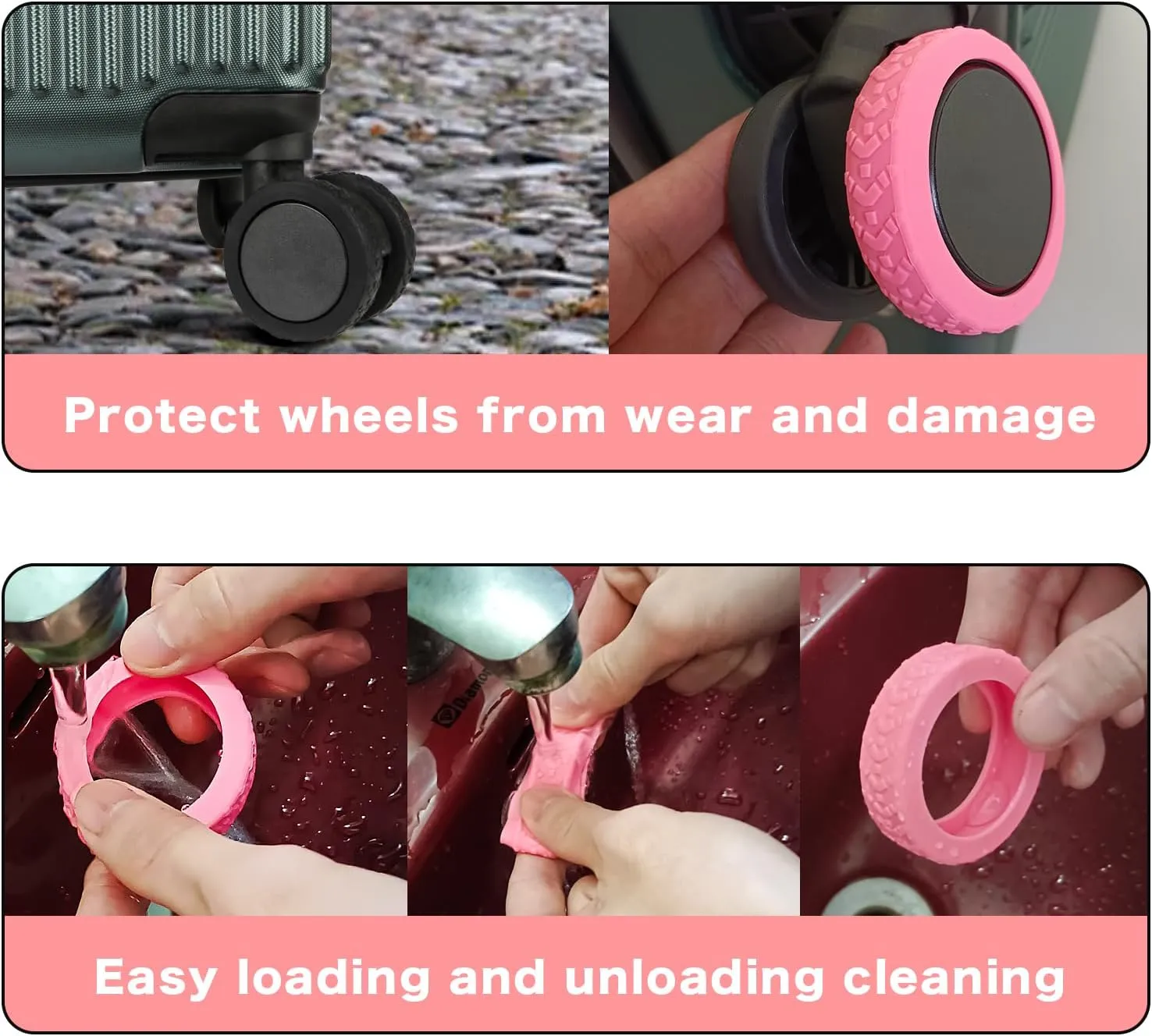 Luggage Wheel protection Covers,Luggage Protection Covers, Luggage Compartment Wheel Protection Cover, Luggage Wheels Silent Protection Cover, Shock-Proof Carry on Luggage Wheels Cover (8Pcs Black)