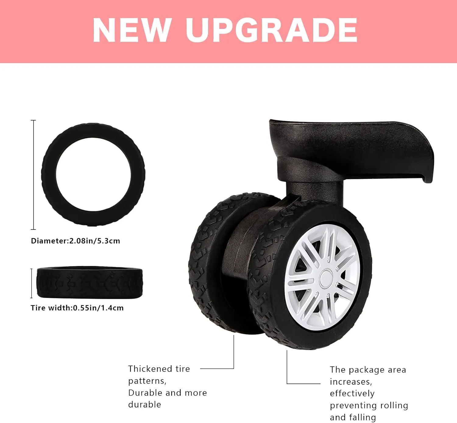 Luggage Wheel protection Covers,Luggage Protection Covers, Luggage Compartment Wheel Protection Cover, Luggage Wheels Silent Protection Cover, Shock-Proof Carry on Luggage Wheels Cover (8Pcs Black)