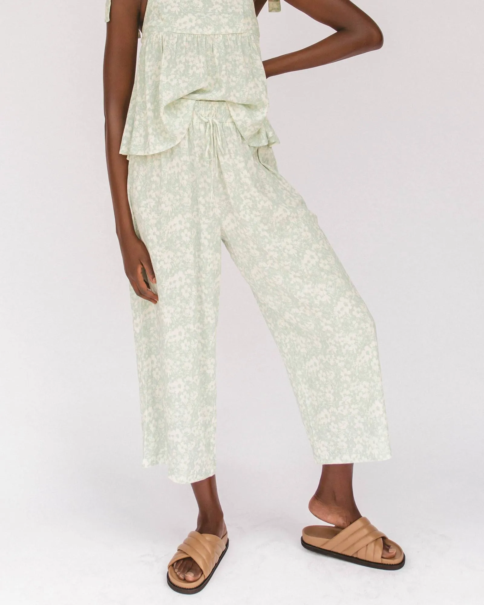 Lullaby Club Teresa Pants - Mint Daises *FINAL SALE*