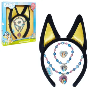 LUV HER Licensed BLUEY Headbands for Girls - Kids Jewelry - Dress Up Set All in one Giftable Box - Headband - Play Jewelry Set - 4pc (Toddler Headband, Necklace, Dress Up Bracelet, Ring) 4 