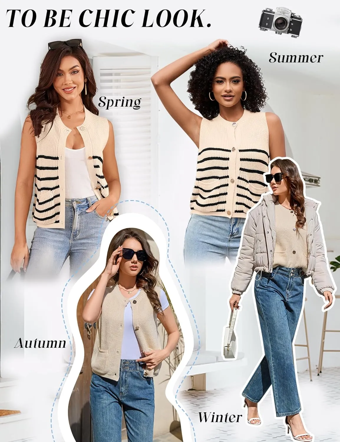 LUYAA Womens Sleeveless Sweater Vest Crochet Chunky Button Down Cardigan Vests Tops 2025 Trendy Summer Casual Outfits