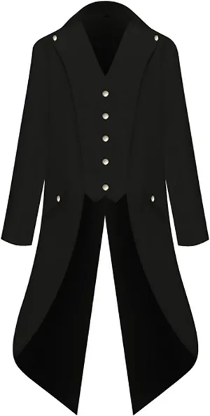 Mans Steampunk Trench Coat Medieval Victorian Gothic Stand Collar Long Coat Tailcoat Jacket Oversized Jackets