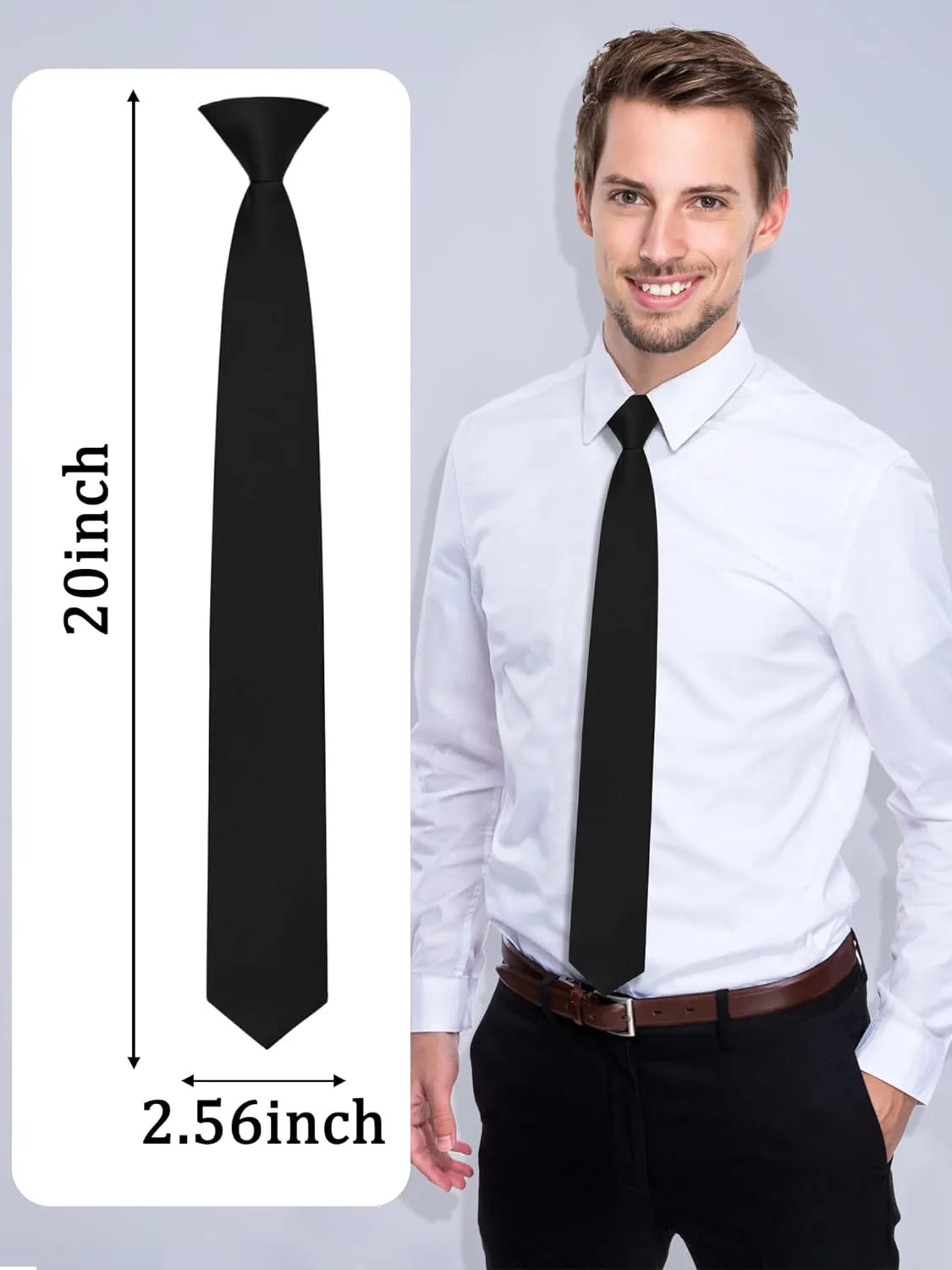 Mantieqingway Black Clip on Ties for Men Pre-tied Solid Color Tie Mens Clip on Neckties for Business Dinner Graduation
