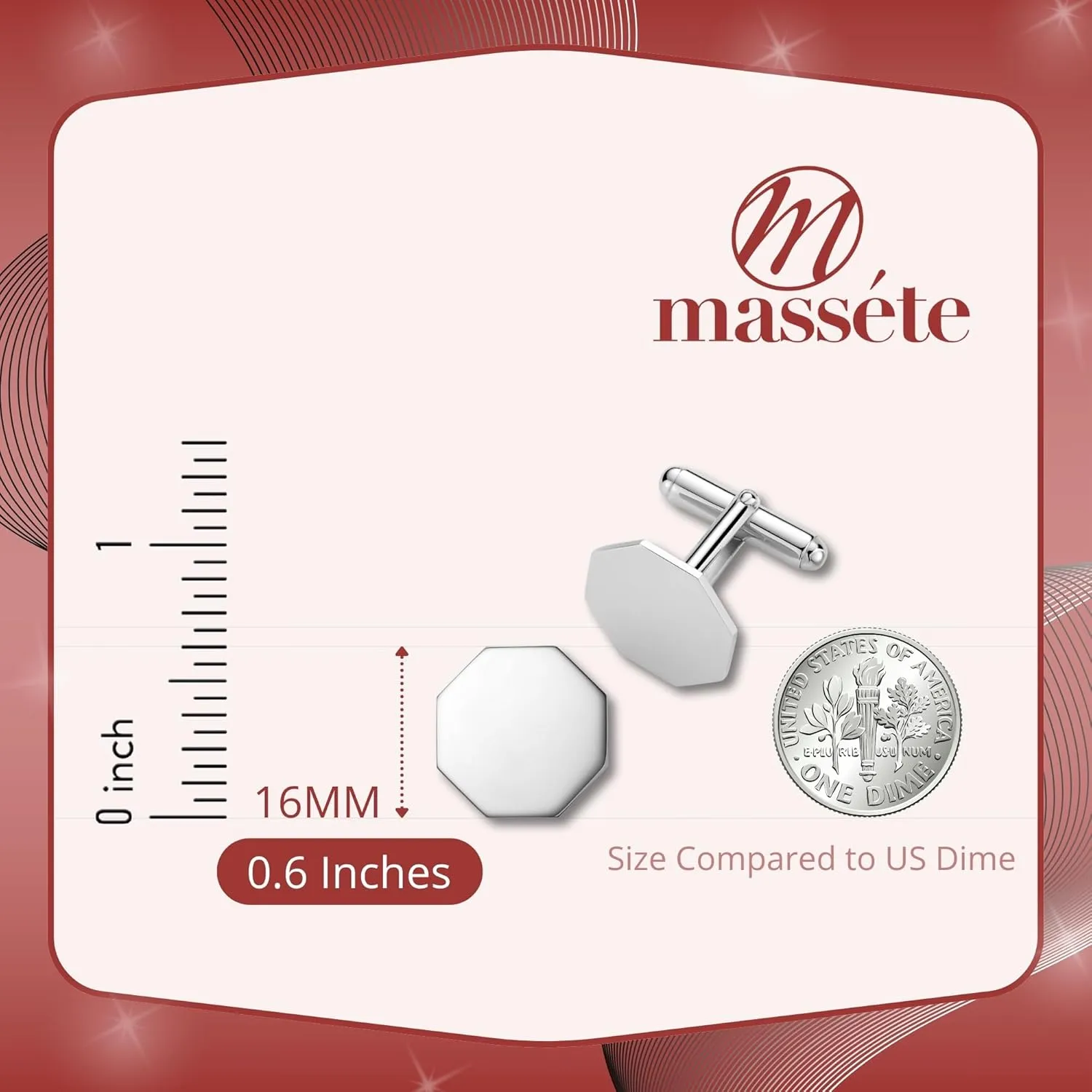 MASSETE Sterling Silver Cufflinks for Men Personalized with Engraved Initials or Name Gift for Men - Made in Italy