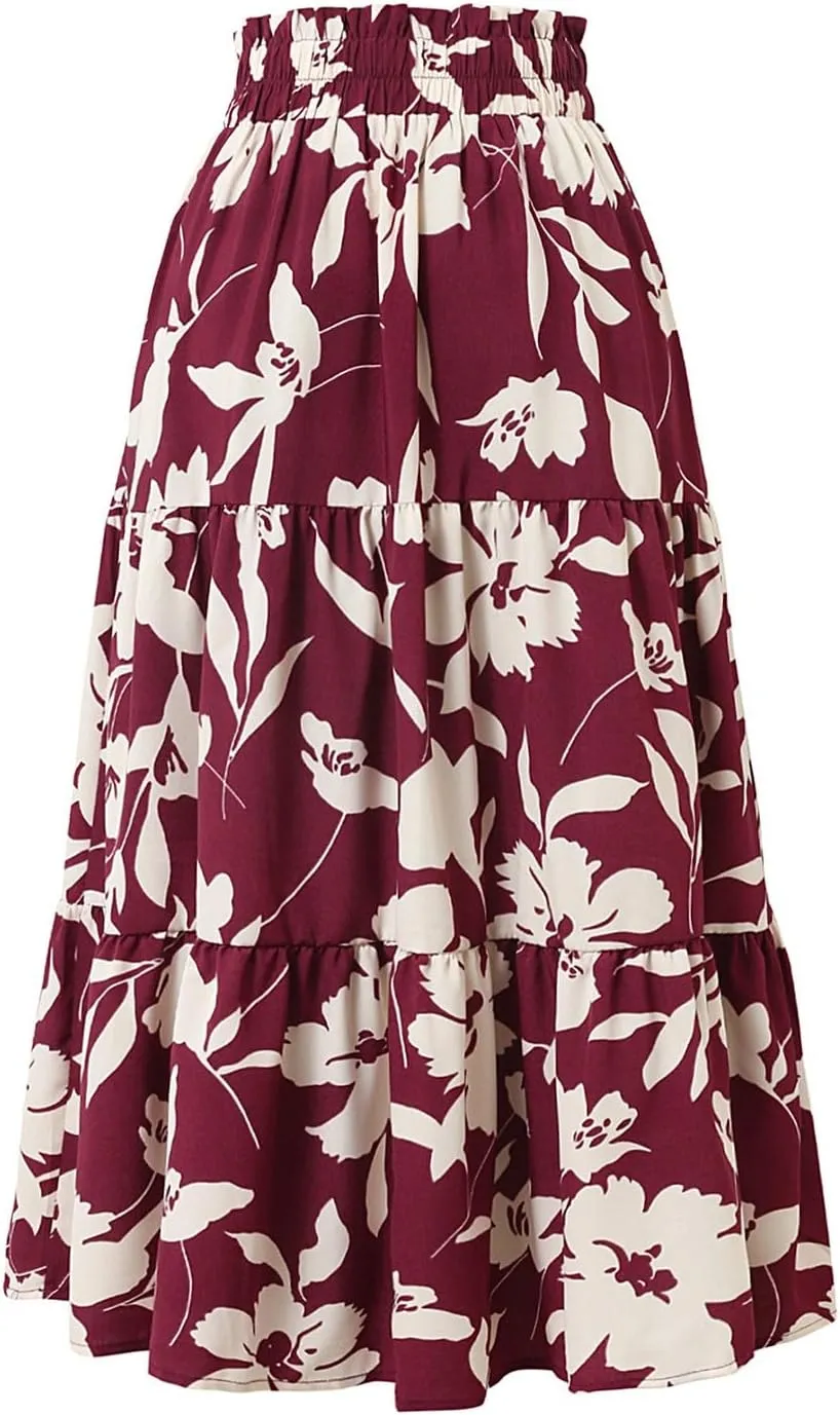Maxi Skirt Maxi Spring Flowy Boho Comfy Tiered Western Women's Maxi Skirt