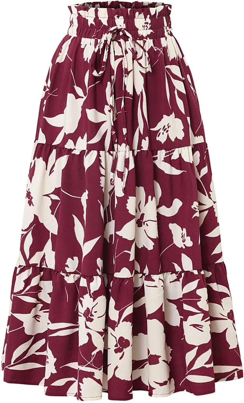 Maxi Skirt Maxi Spring Flowy Boho Comfy Tiered Western Women's Maxi Skirt