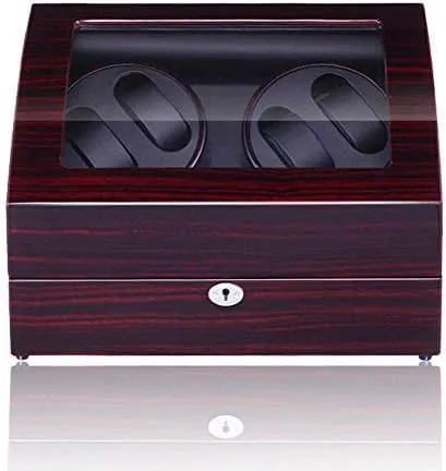 Mechanical Watch Shaker Luxury Watch Winder for Automatic Watches 4 6 Wooden Watch Box with Silent Motor and 4 Roating Mode, PU Watch Pillow (Color :
