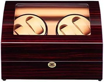 Mechanical Watch Shaker Luxury Watch Winder for Automatic Watches 4 6 Wooden Watch Box with Silent Motor and 4 Roating Mode, PU Watch Pillow (Color :