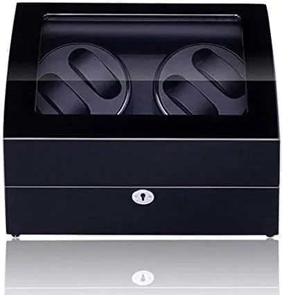 Mechanical Watch Shaker Luxury Watch Winder for Automatic Watches 4 6 Wooden Watch Box with Silent Motor and 4 Roating Mode, PU Watch Pillow