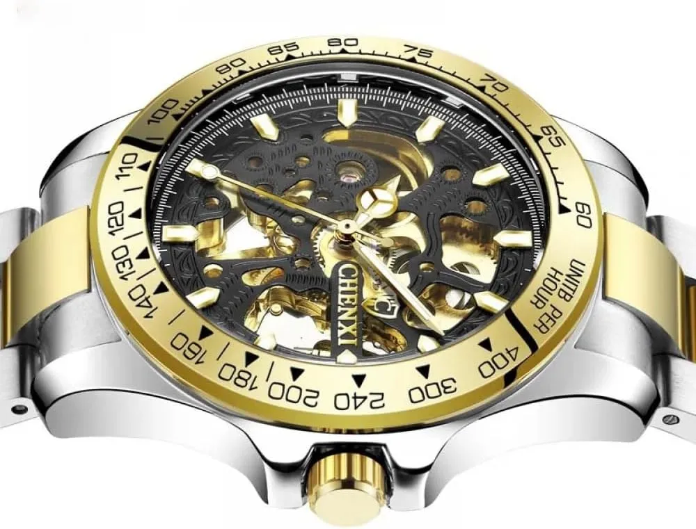 Men Automatic Watches Mechanical Wrist Watch Hollowed Out Luminous Self-Winding Stylish Business Watches