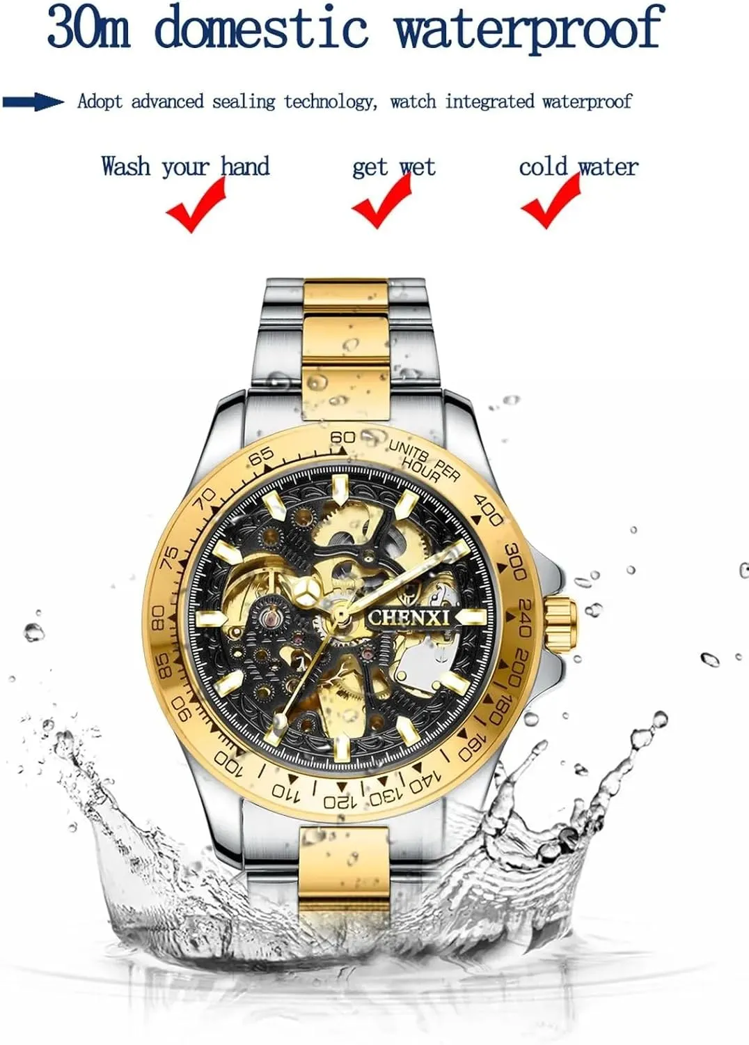 Men Automatic Watches Mechanical Wrist Watch Hollowed Out Luminous Self-Winding Stylish Business Watches