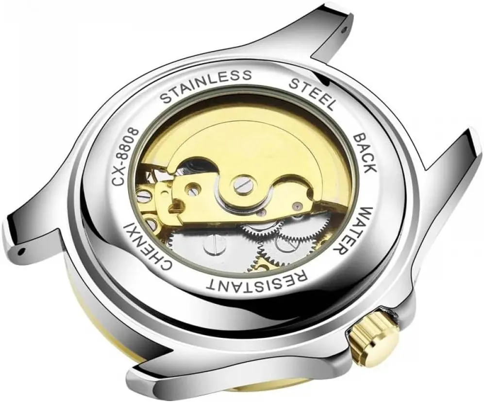 Men Automatic Watches Mechanical Wrist Watch Hollowed Out Luminous Self-Winding Stylish Business Watches