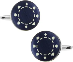 Men Cufflink Dress Shirts, Cufflinks Men Dark Blue Round for Man Business Wedding Cufflink Dress Shirts